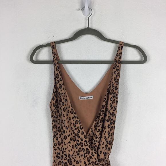 Reformation Anchorage Leopard Mini Wrap Dress XS Animal Print Boho - Picture 4 of 14